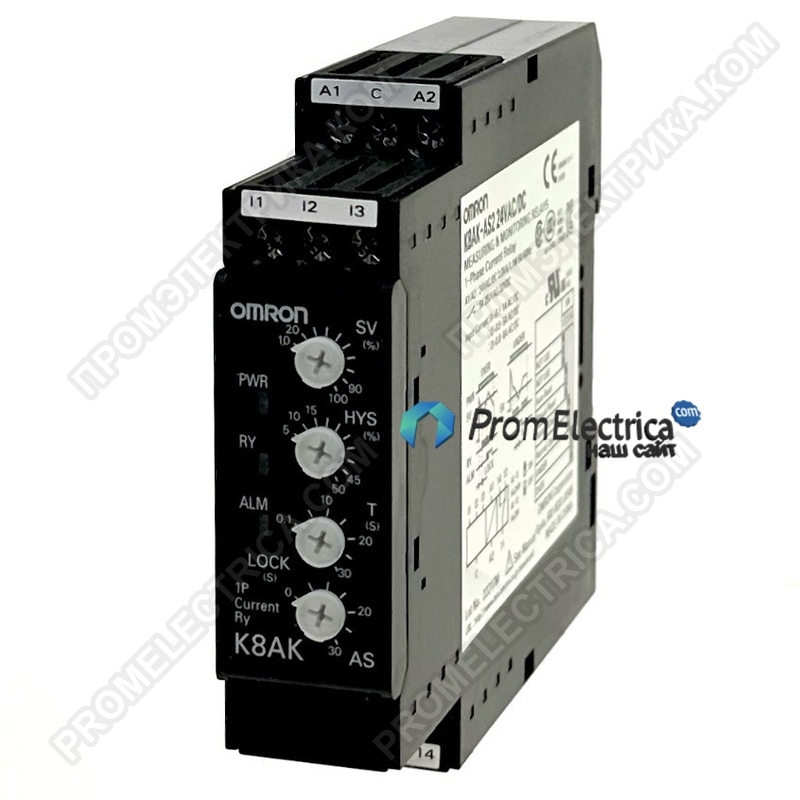 K8AK-AS2-24VAC/DC Реле контроля серии K8AK, однофазное, с функцией контроля тока, диапазоны входной, 24V AC/DC