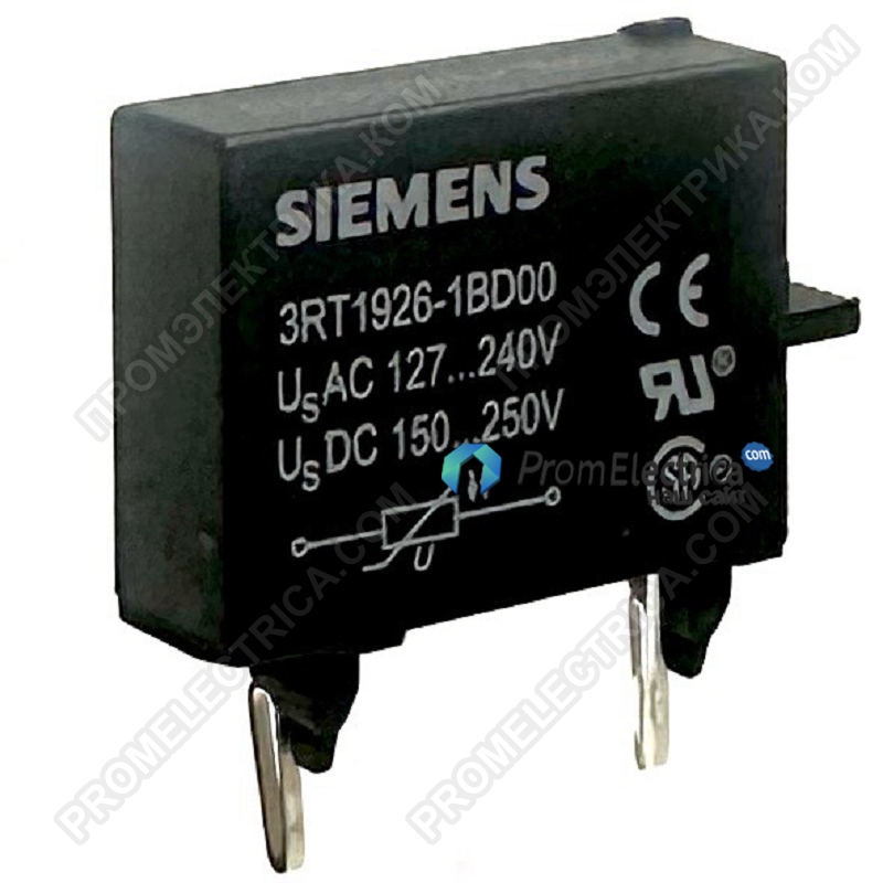 3RT1926-1BD00 ВАРИСТОР, AC 127.240 V, DC 150.250 V, ПОДАВИТЕЛЬ ПОМЕХ, ДЛЯ МОНТАЖА НА КОНТАКТОРЫ ТИПОРАЗМЕР S0