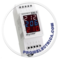 ВМ-3 COLOR Вм-3 Вольтметр Digitop color, Пределы измерений для каждой фазы: ~100 B … ~400 B, Корпус на DIN-рейку шириной 2 модуля 17,5 мм.