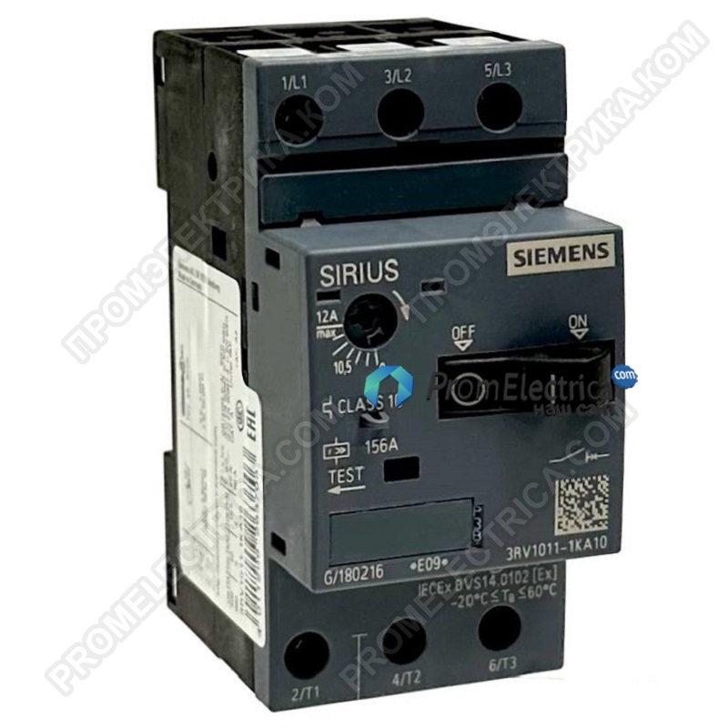 3RV1011-1KA10 Выключатель двигателя 5,5кВт 220÷690ВAC DIN