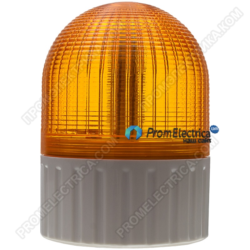 SL100B-024-Y Желтый светодиодный проблесковый маяк 24VDC (50mA) 6 режимов, диаметр 100мм, IP55, сирена 80дБ