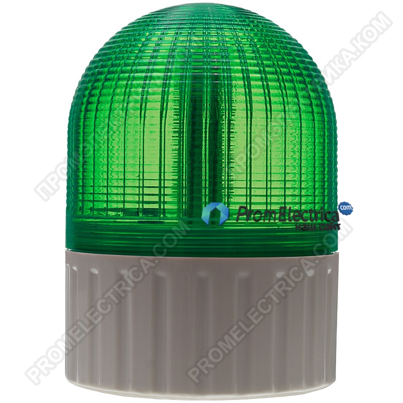SL100B-024-G Зелёный светодиодный проблесковый маяк 24VDC (50mA) 6 режимов, диаметр 100мм, IP55, сирена 80дБ