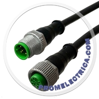 7000-40021-6540030 Murr термо (90°C) и масло стойкий кабель 0,3м, 4PIN, разъемы прямой штекер M12 + прямая розетка M12, А-кодировка