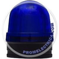 SL70B-220-B Синий светодиодный проблесковый маяк 220VAC (52mA), вращение, диаметр 70мм, IP54, сирена 80дБ