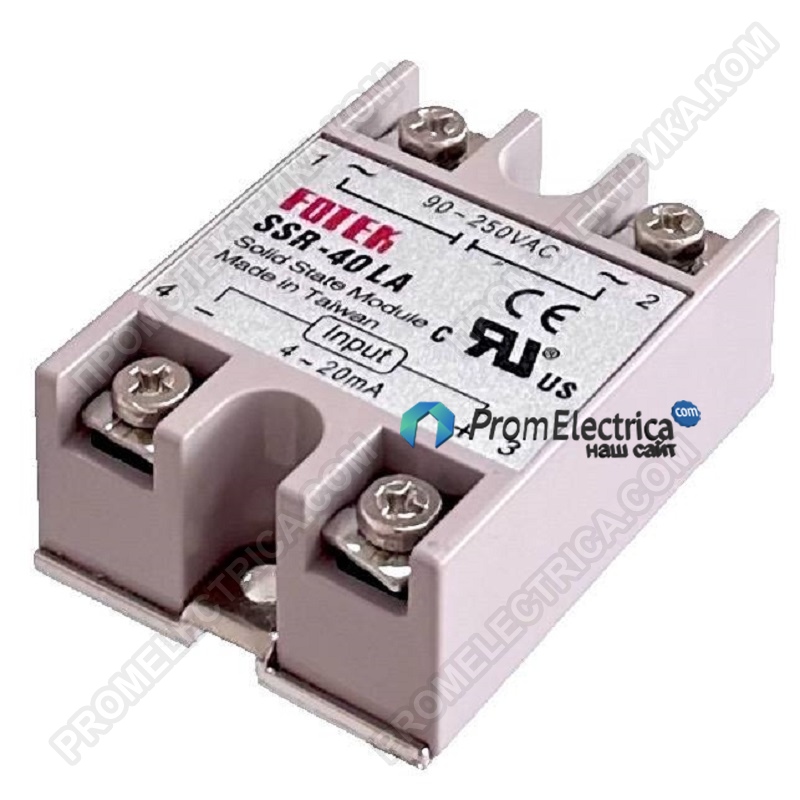 SSR-40LA Твердотельное реле 40А, управление 4-20mA, 24-380V