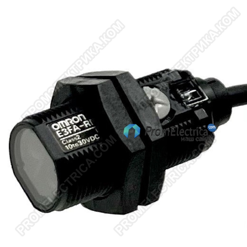 E3FA-RN11 2M Датчик фотоэл. E3FA, M18, пластик, красный свет, рефлекторный с MSR, 0.1-4м, NPN, на свет/темноту, кабель 2м