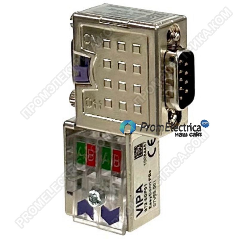 VIPA972-9DP01 Коммуникационный разъем PROFIBUS, EasyConn PB 90°, тактовая частота до 12 Мбит/с, металлический корпус, VIPA