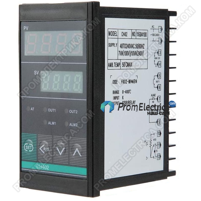 REX-CH402FK02-MV*AN Терморегулятор 0-400C Тип K 100-220VAC 48x96x75 mm