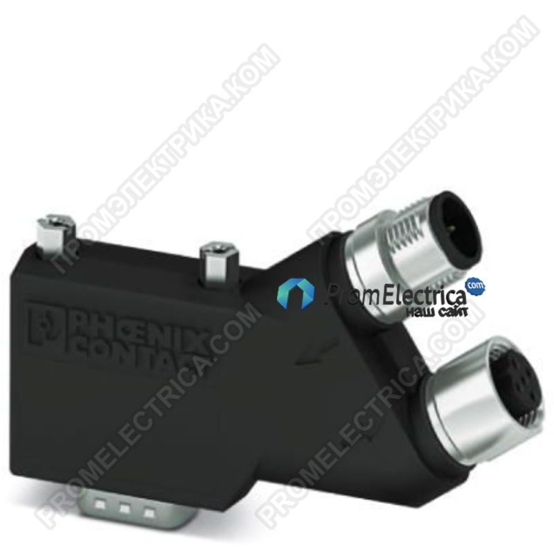 2902320 SUBCON-PLUS-PROFIB/35/M12 Шинный штекер D-SUB, 9-конт., штифт, цоколёвка: 3, 5, 6, 8; два подвода кабеля M12 (кодировка В) под углом 35°. PROFIBUS DP