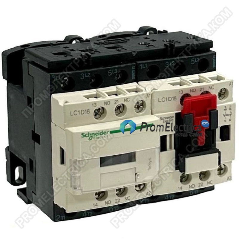 LC2D18M7 Контактор реверсивный 3-полюсный, 18А, 220VAC Schneider Electric (СБОРКА)