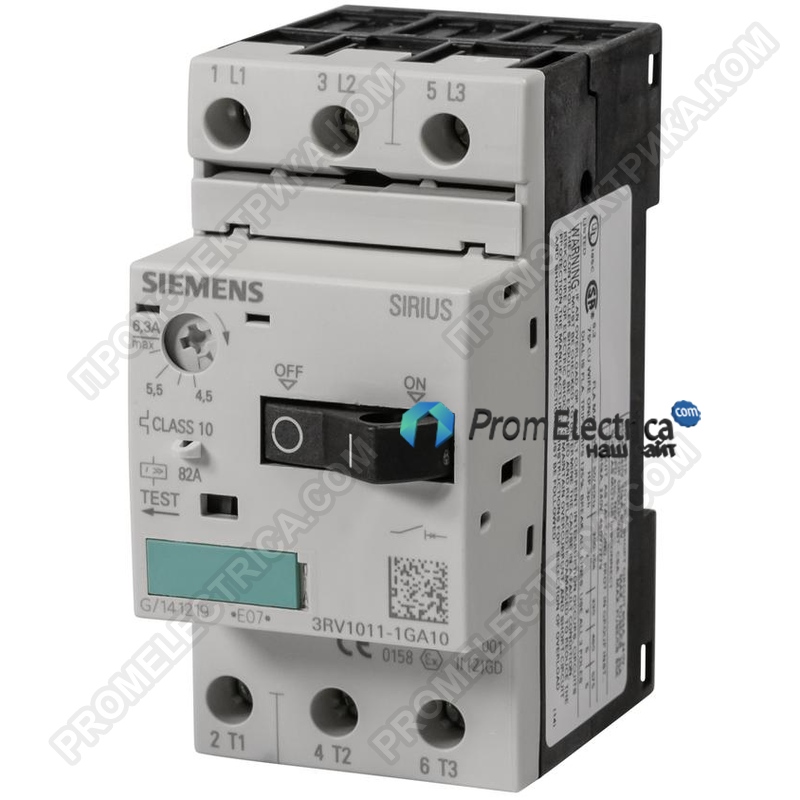 3RV1011-1GA10 Автоматический выключатель 4.5...6.3A